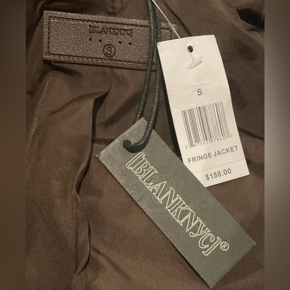 BLANK NYC Women’s Brown Cropped Fringe Jacket Western Style Relaxed Fit Sz S NWT - Picture 12 of 12